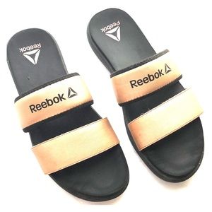 Reebok gold slippers Size 10